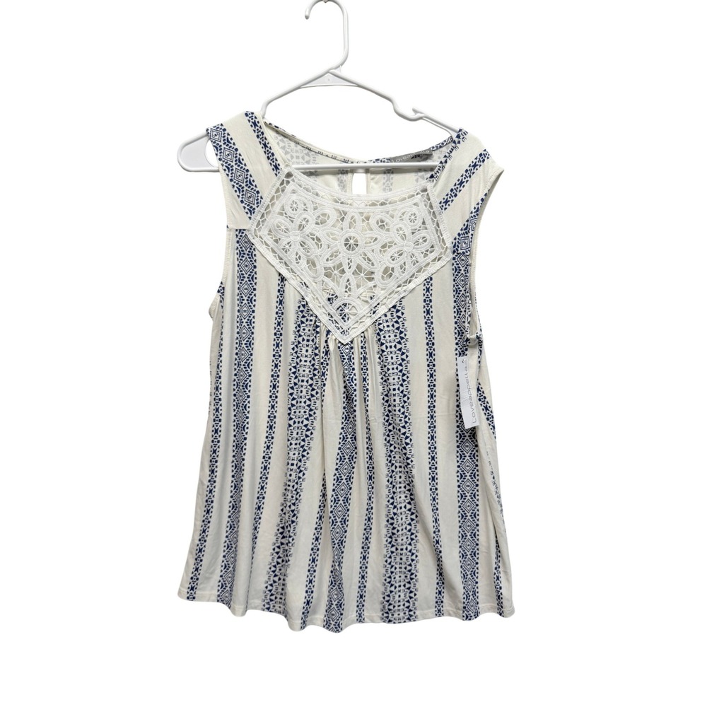 NWT Loveappella Knit Top Lemma Lace Placket XL Cobalt Blue Womens